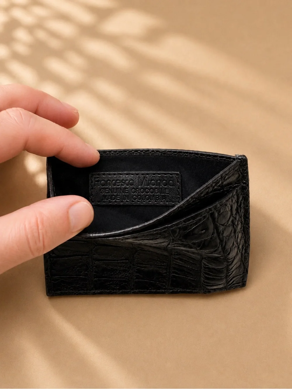 Francesca Miranda Men’s Genuine Crocodile Leather Cardholder – Made in Colombia